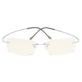CessBlu Rimless Blue Light Blocking Glasses for Men Reading Computer Titanium Computer Readers Cut UV Rays Bendable (Silver) +2.0