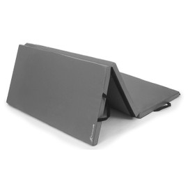 ProsourceFit Tri-Fold Folding Thick Exercise Mat 6’x4’ with Carrying Handles for Tumbling, Martial Arts, Gymnastics, Stretching, Core Workouts, Grey. (ps-1955-tfm-l-grey)