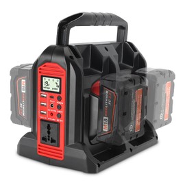 350W Power Inverter for Milwaukee M18 18V Li-ion Battery, 4-Port 20V to 120V Pure Sine Wave Inverter with LED Light, 3 USB-A Port, 1 USB-C Port, 1 DC Port, Power Station for Outdoor Camping(Tool Only)