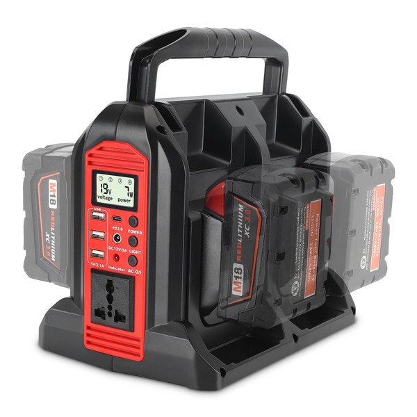 350W Power Inverter for Milwaukee M18 18V Li-ion Battery, 4-Port