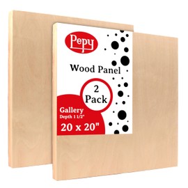 Pepy 20" x 20" Birch Wood Panels; Gallery Depth 1-1/2" Deep Cradle Artist Panel (Pack of 2)