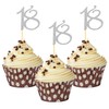 Sumerk 24PCS 18 Cupcake toppers Silver Glitter 18th Birthday Cupcake