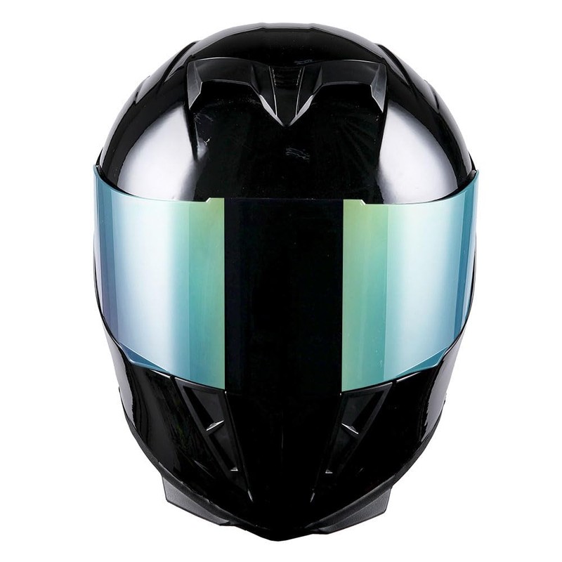 1STorm Motorcycle Full Face Helmet Skull King Glossy Black+ One