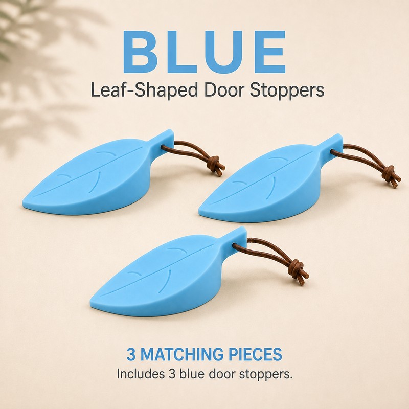 Door Stopper Wedges, 3 Pack, Leaf-Shaped Silicone Door Stops with