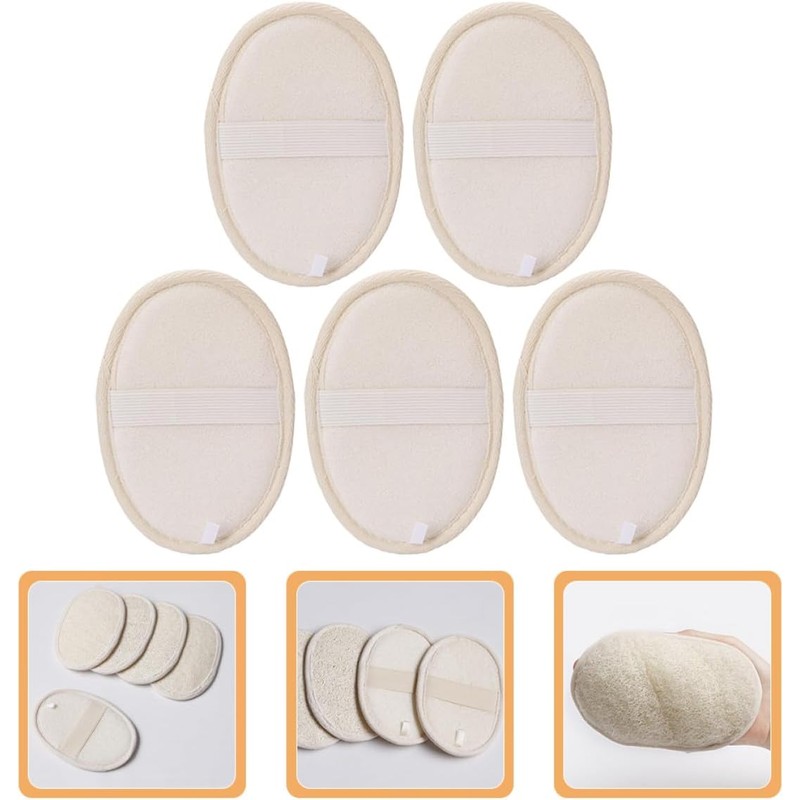 Esponja Exfoliante Corporal Ovalada de Fibra Paquete de 5 Piezas