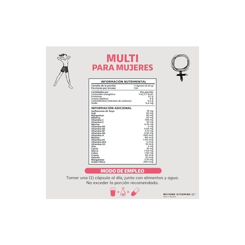 Multivitamínico para Mujer con 24 Ingredientes y Vitaminas Suplemento de