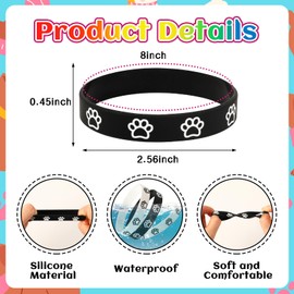 JUNEBRUSHS 56Pcs Paw Print Silicone Bracelets,Dog Paw Print Rubber Wristbands for Birthday Party Decorations Favors Accessories (4 Designs)
