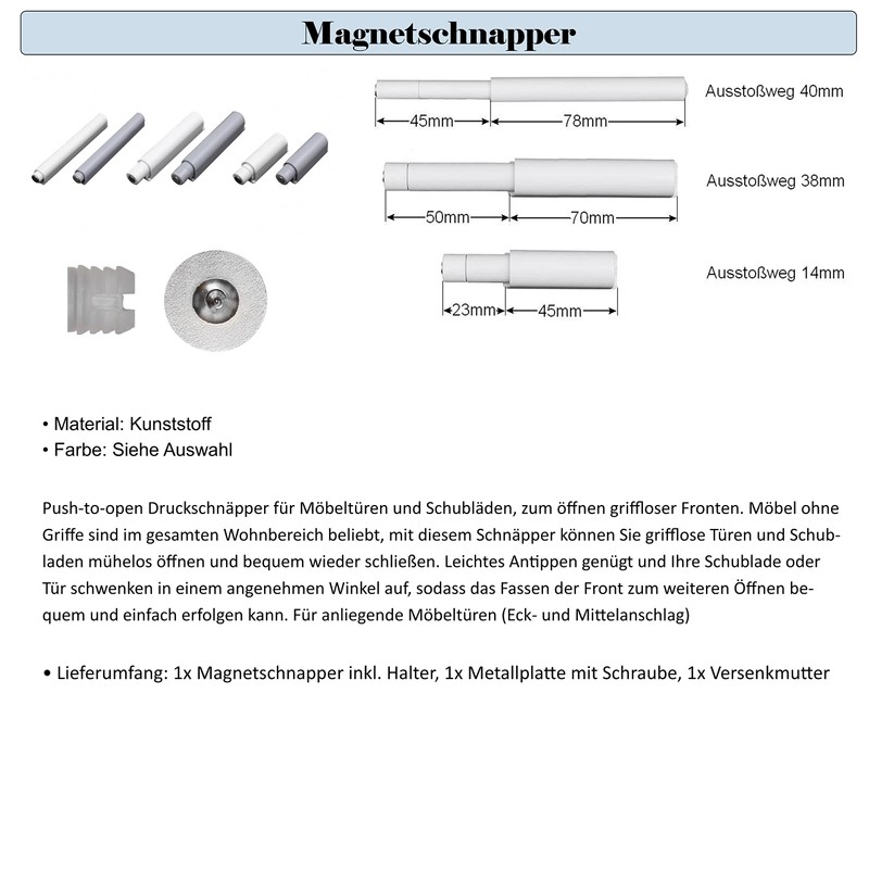 Push to Open Magnetic Catch Door Catch Furniture Magnet Door