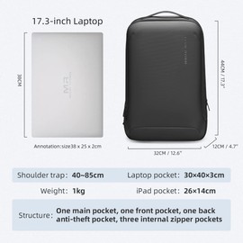 MARK RYDEN Slim Hard Shell Laptop Backpack, Lightweight Laptop Rucksack For 17.3 inch,Waterproof Business Work backpack For Men Women-Black