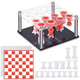 Teenyyou 17 Pcs Chess Piece DIY Kit Include 1 Metal Chess Piece Holder 16 Chess Molds for Epoxy Resin 1 Chess Board Mold Silicone Chess Piece Mold for Home Decoration and Family Party Board Games