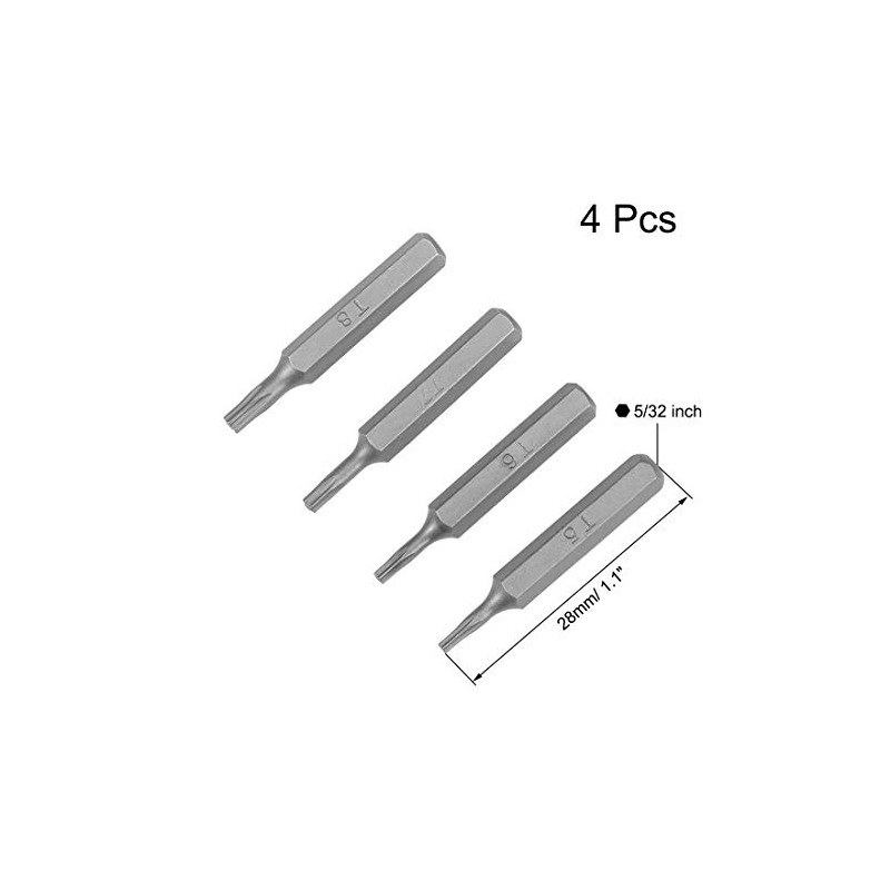 uxcell Torx Bits Set 4pcs 5/32 Inch Hex Shank T5
