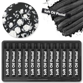 Mifuner Soft Oil Pastels Set (12 Sticks), Single Colors Heavy Oil Pastels Vibrant and Creamy,Pastel Art Supplies for Artists,Gallery Oil Painting Stick,Beginners,Adult Art Drawing Black