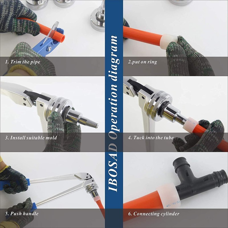 IBOSAD Manual PEX Pipe Expander Tool Kit with 3/8",1/2",3/4",1" Expansion