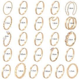 ONESING 25 Pcs Knuckle Rings for Women Stackable Rings Set Vintage Joint Finger Gold Rings for Women Men