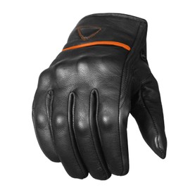 Jackets 4 Bikes Men's Premium Leather Street Motorcycle Protective Cruiser Biker Gel Gloves BlackOrange L
