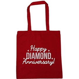 Hippowarehouse Happy diamond anniversary Tote Shopping Gym Beach Bag 42cm x38cm, 10 litres