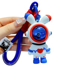 BONICI - Llavero creativo con diseño de conejo de corazón y diseño de astronauta, Azul, S