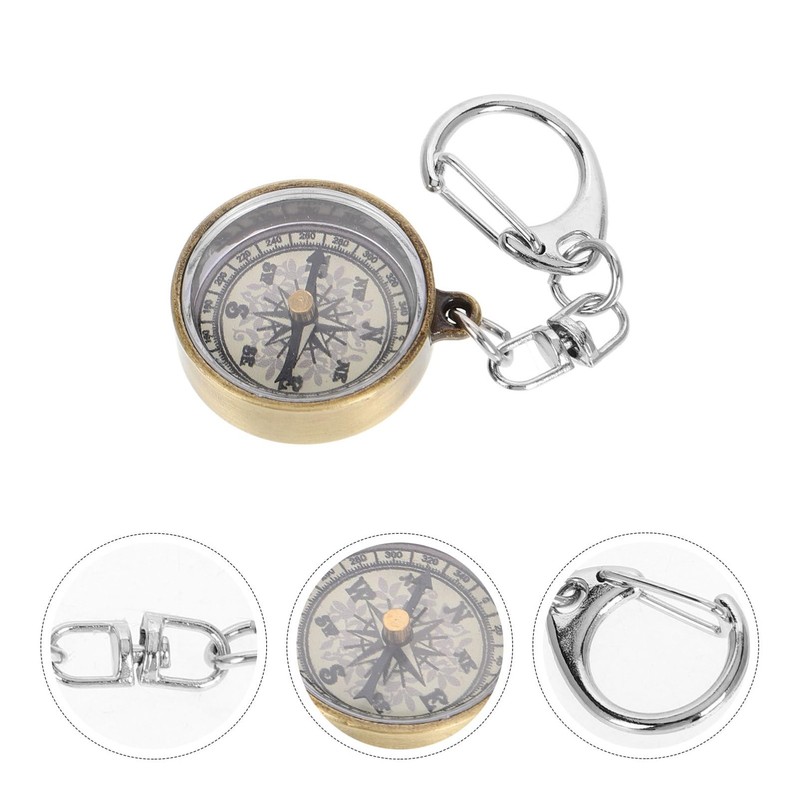 WHAMVOX Robust Copper-zinc Alloy Compass Keychain Portable Compact Pocket Compass