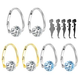 GROVL 3 Pairs Lymphvity Germanium Earrings, Unclog Lymphatic Node Magnetotherapy Earrings, Lymphatic Drainage Earrings, Magnetology Lymphatic Activity Hoop Diamond Studded Earrings for Women