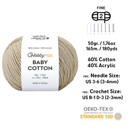 HobbyMia Baby Cotton Yarn for Crocheting - 50g / 180yds - (2) Fine, Sport Weight Yarn - Soft Amigurumi Yarn for Crochet Thread - 60% Cotton & 40% Acrylic Yarn (Coral Reef, 2 Balls)