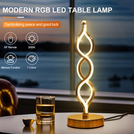 NEWNEN LED Table Lamp, RGB & Warm White LED Desk Lamp, Dimmable Nightstand Lamps with 18 Light Modes, Table lamp for Bedroom, Bedside, Office, Living Room, Stylish Home Room Decor