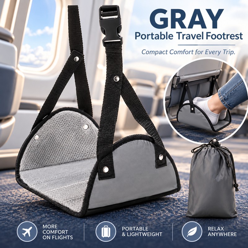 Airplane Footrest Hammock with Adjustable Strap, Portable Padded Travel Foot