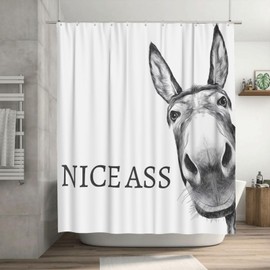 Mahrokh Funny Donkey Shower Curtain Waterproof Fabric Shower Curtain Set Washable Farmhouse Bathroom Decor Bath Curtains with 12 Hooks 72x72 inch (Donkey)