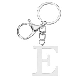 PATIKIL Initial Letter Key Chain, Letter A-Z Keychain Initials Keyring Cute Metal Alphabet Keyrings for Keys Handbag Backpack, Silver (E)