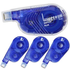 Plus Correction Tape Whiter Switch 5mm Blue 1 Body + 3 Pack Replacement Tape