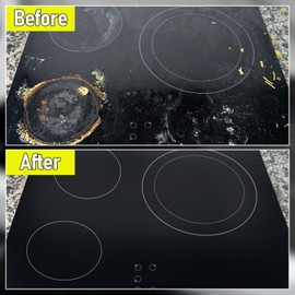 SHADAIWUYU Cooktop Cleaner Kit,35 oz Glass Top Stove Cleaner and Polish,Stove Top Cleaner Kit with Scraper,Scrubbing Pad,Removes Tough Stains