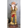 Indian Tribal Warrior Chief with Roach Headdress Holding Ox Cow