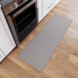 Ottomanson Machine Washable Modern Solid Design Non-Slip Rubberback 2x6 Traditional Runner Rug for Hallway, Kitchen, Bedroom, Living Room, 2'2" x 6', Gray