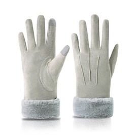 Knuffnee Women's Winter Gloves Fleece Lined Gloves Warm Touchscreen Gloves, gray