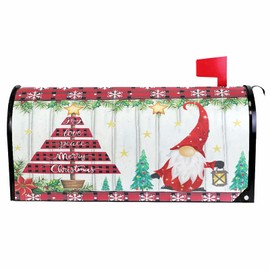 Wusikd Christmas Gnome Tree Mailbox Cover Magnetic Standard Size Winter Snowflake Dwarf Elf Letter Post Box Cover Wrap Decoration Welcome Home Garden Outdoor 21" Lx 18" W