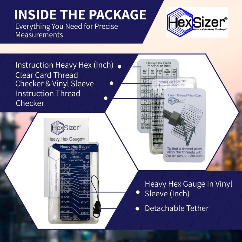 HexSizer Heavy Hex Nut, Bolt & Stud Gauge Tool &