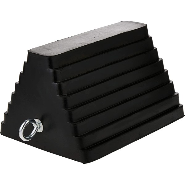 Maxxhaul 70073 Solid Rubber Heavy Duty Wheel Chock with Eyebolt,