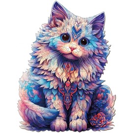 Aeekdook Wooden Puzzle for Adults, Cat Puzzle, Unique Animal Shape Puzzles, Wooden Jigsaw Puzzles for Adults, Thanksgiving for Family Friend (M - 8.6 * 11.4in)