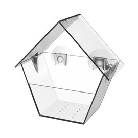 Esschert Design FB458 Clear Acrylic A-Frame House-Shape Window Mounted Bird Feeder, 2 Suction Cups