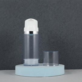 FRCOLOR 2pcs Empty Airless Pump Bottle Refillable Plastic Vacuum Pump Press Bottle Travel Cosmetic Foundation Containers Dispenser for Lotion Cream Essential Oil 100ml