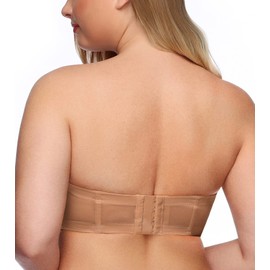 Exclare Women's Strapless Bra Plus Size Full Coverage Underwire Padded Multiway Contour Convertible (44DD, Pecan)