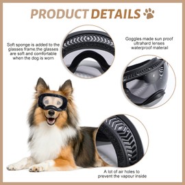 NVTED Dog Goggles, UV Protection, Windproof, Adjustable Strap, for Medium to Large Dogs (Black)