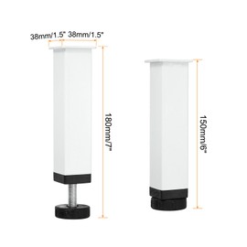 uxcell Adjustable Height Center Support Leg, 6 Inch Metal Bed Frame Support Legs Slats feet for Sofa Cabinet Couch Dresser Table Furniture, White