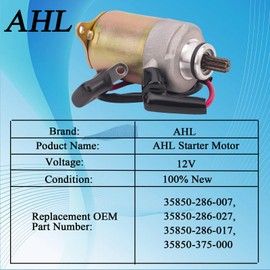 AHL Starter Motor & Solenoid Relay for GY6 4-Stroke Engine 50cc 125cc 150cc 200cc 250cc Moped ATV Dirt Bikes Scooters Go Kart Compatible with Taotao 4 Wheelers SUNL Coolster Baja Jonway Roketa