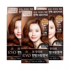 Ryo 려 우아채 멋내기 새치크림 7O오렌지브라운 3개 RYO Uhachae Styling Highlight Cream 7O Orange Brown 3pcs