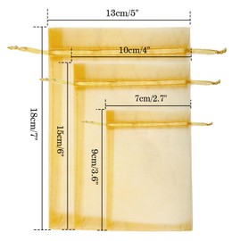 Joycraft 50pcs Organza Bags, 4"x6" Gold Breathable Tulle Bags with Drawstring, Sheer Mesh Pouch for Wedding Favor, Jewelry, Makeup, Candy