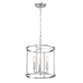 Doraimi Lighting 3-Light Hanging Lantern Pendant Light Fixture Brushed Nickel Finish Geometric Chandelier Adjustable Chain Metal Cage Pendant Lighting for Kitchen Island Dining Room Foyer