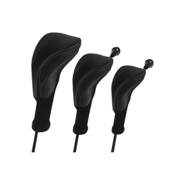 YFFSFDC Golf Covers Golf Headcovers Set of 3 Utility Driver Long Neck Golf Accessories Hybrid with Conversion Doug (Black)