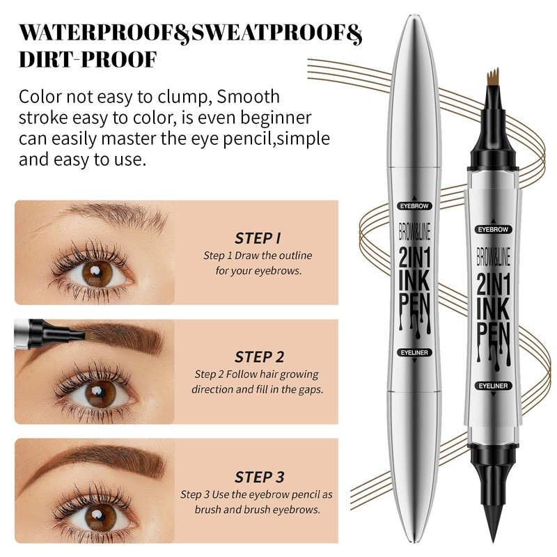 Waterproof Microblading Eyebrow Pen - 2 in 1 2024 New