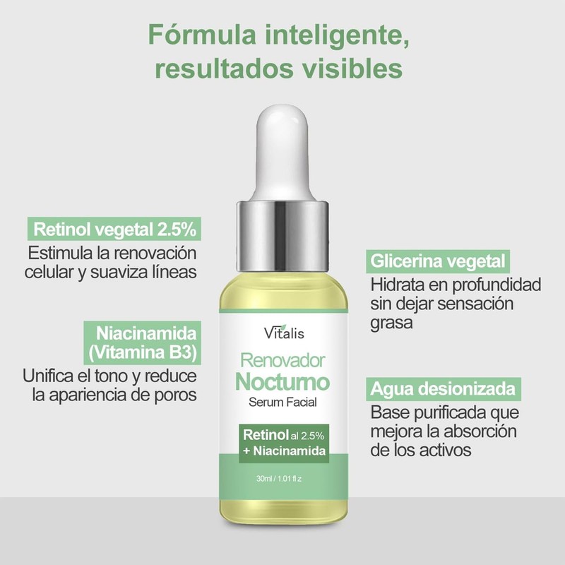 Sérum Retinol Botánico 2.5% + Niacinamida B3 – Anti-edad, Reduce