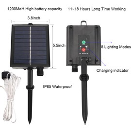 ZELUXDOT - Cadena de luces solares extra largas para exteriores, 100 pies, impermeable, con energía solar, 300 luces LED para patio, jardín, patio, árbol, boda, Navidad